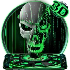 Descargar APK de Neon Green tech Skull 3D Theme