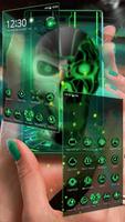 Neon Green tech Skull 3D Theme imagem de tela 1