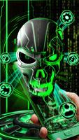 Neon Green tech Skull 3D Theme screenshot 2