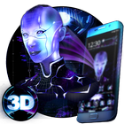 Neon Robotic girl 3D Theme icône