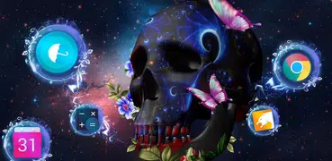 3D galaxy Skull butterfly theme