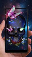 3D galaxy Skull butterfly theme poster