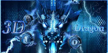 3D blue fire ice dragon Thunder theme