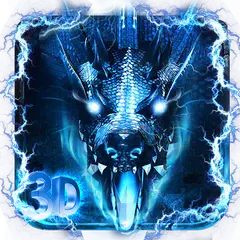 download 3D blue fire ice dragon Thunder theme APK