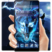 ”3D blue fire Ice wolf launcher theme