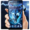 3D blue fire Ice wolf launcher theme