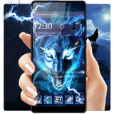 3D blue fire Ice wolf launcher theme icon