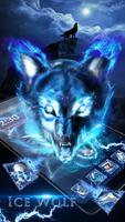 3D blue fire Ice wolf launcher theme ảnh chụp màn hình 1