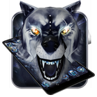 3D White ice wolf theme أيقونة