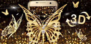 3D Luxury Gold Diamond Butterfly