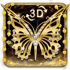3D Luxury Gold Diamond Butterfly