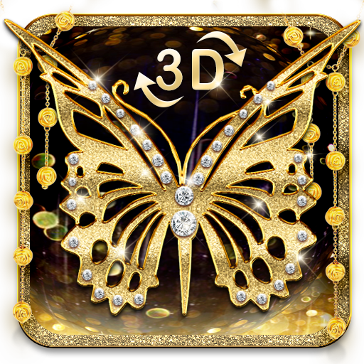 3D Luxus-Gold-Diamant-Schmetterling