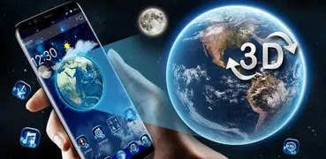 3D Earth and moon launcher theme