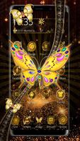 3D Luxury Golden Butterfly Launcher Theme Affiche