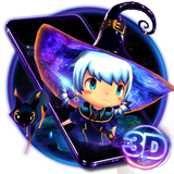 3D Neon Cute Necromancer Theme icône