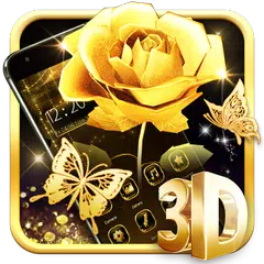Luxury <span class=red>3D</span> Gold Rose Theme