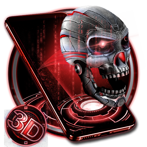 3D Skull Neon Tech Skull Theme