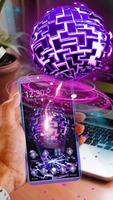 3D Cool Neon Globe Tech Theme plakat