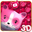 3D لطيف وردي كيتي قاذفة الموضوع