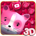 3D Cute Pink Kitty Launcher Theme