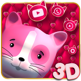 3D لطيف وردي كيتي قاذفة الموضوع أيقونة