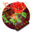 3D Neon Red Rose Launcher Theme