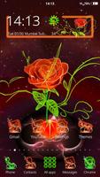 3D Neon Red Rose Launcher Theme captura de pantalla 1