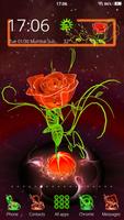 3D Neon Red Rose Launcher Theme capture d'écran 2