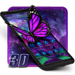 3D purple Galaxy butterfly Launcher Theme