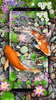3D Thème Koi Fish et Effet Ondulé Animé Affiche
