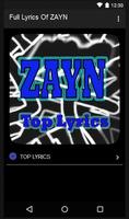 Full Lyrics Of ZAYN plakat