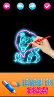 Learn to Draw Glow Animals Poster