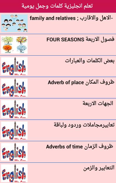 تعلم انجليزية جمل يومية وكلمات بالعربية صوت وصورة التطبيقات على Google Play