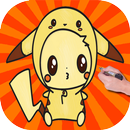 Draw Cute Pikachu with Costume Hood from Pokemon APK