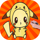 Draw Cute Pikachu with Costume Hood from Pokemon icône