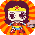 How to Draw Cute Baby Wonder Woman of superheroes icône