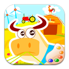 Colors farm animals! pig & cow-icoon