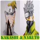 learn to draw naruto and Kakashi icône