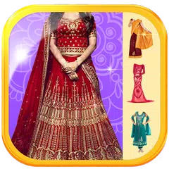 女性のためのインドの花嫁とサリのドレスのウェディングドレス アプリダウンロード