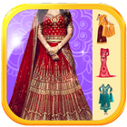 女性のためのインドの花嫁とサリのドレスのウェディングドレス アイコン
