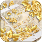 Golden Rose Theme Gold Roses آئیکن
