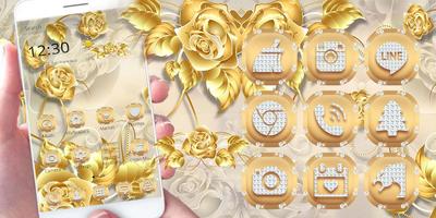 Golden Rose Theme Gold Roses اسکرین شاٹ 2