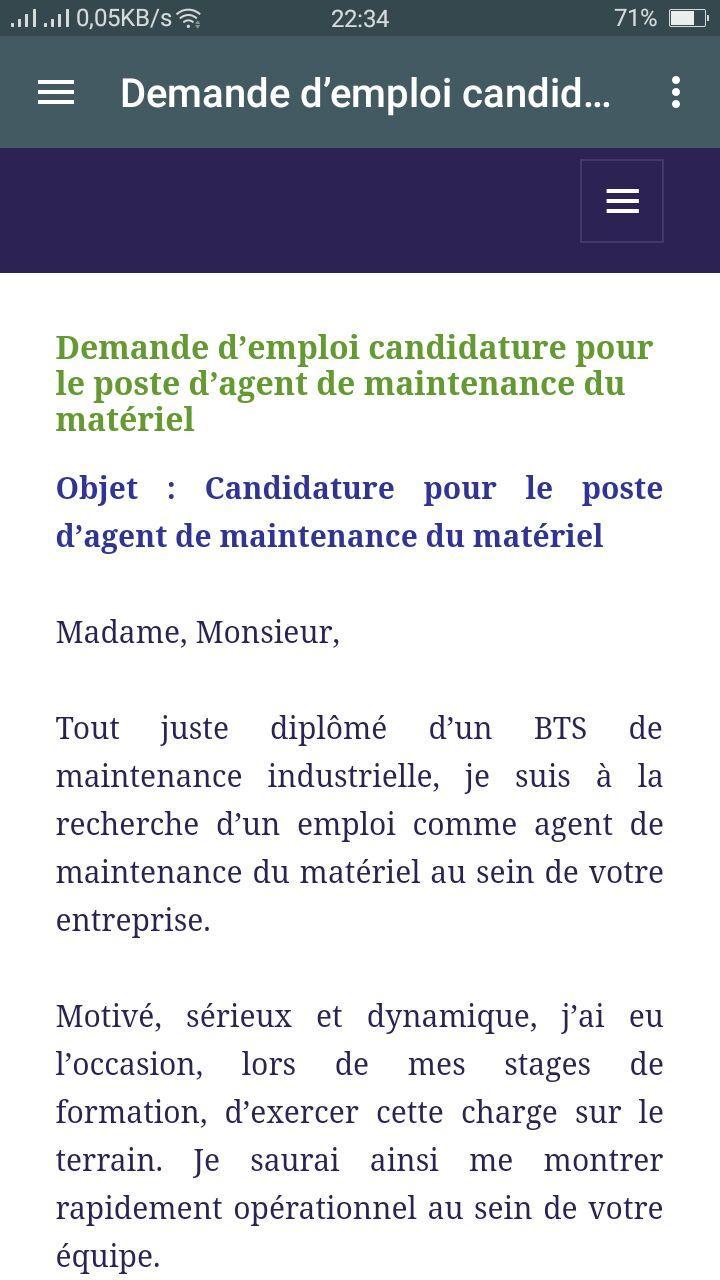 Lettre et demande d'emploi for Android - APK Download