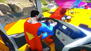 پوستر Superheroes Bus Stunts Racing