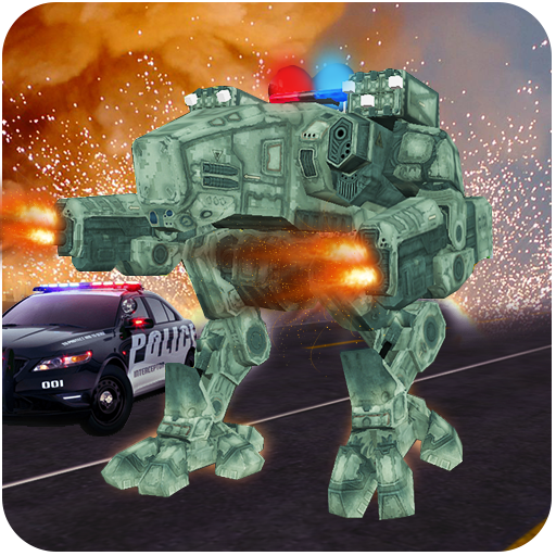 Futuristic Police Robots War