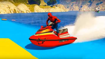 Superheroes Jet Ski Stunts: Top Speed Racing Games 截图 1