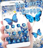 برنامه‌نما Blue Butterfly Dream Theme Wallpaper عکس از صفحه