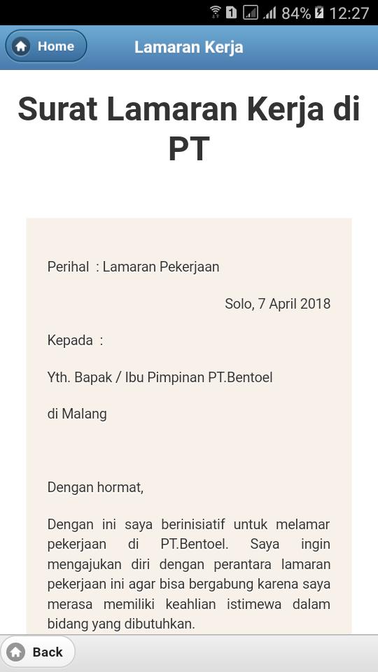 Contoh surat lamaran kerja pabrik garment Contoh Surat Lamaran Kerja Pabrik