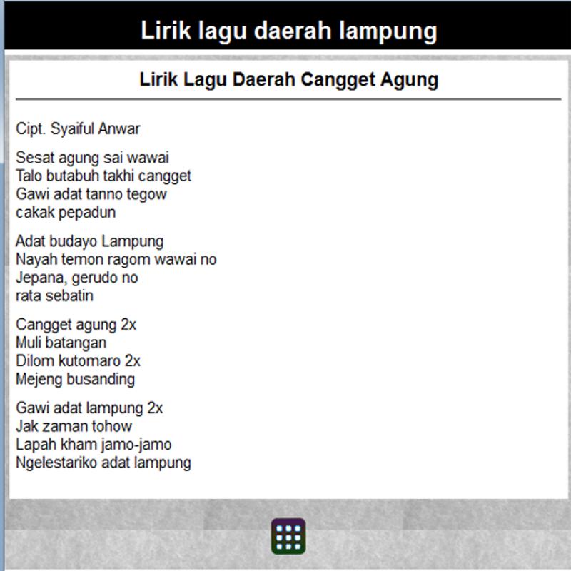 Not Angka Lagu Cangget Agung Lampung Dalam