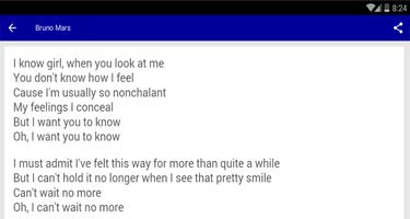 Lyrics Bruno Mars captura de pantalla 1